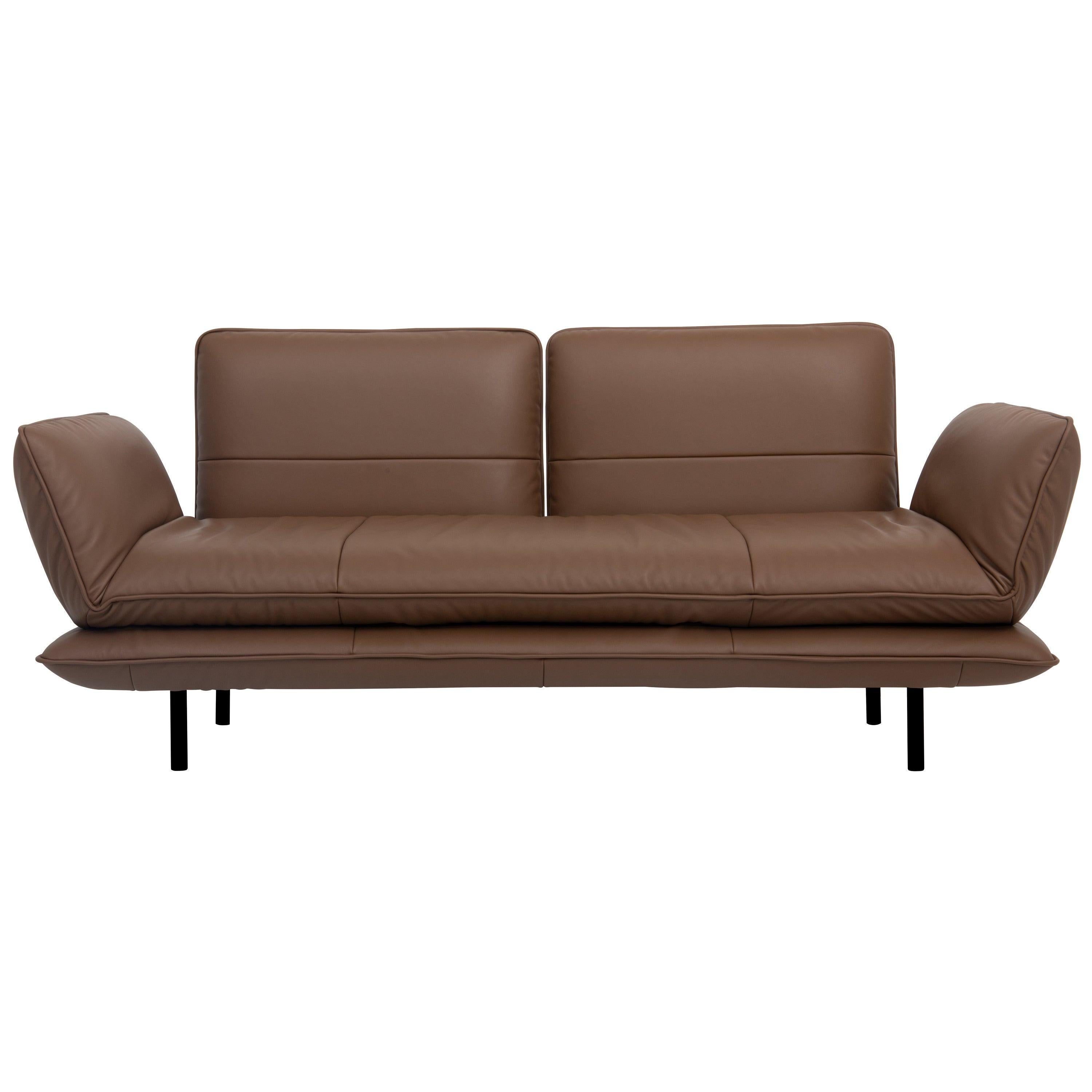 Im Angebot: Umwandelbares Leder-Sofa von FSM,  (Braun)