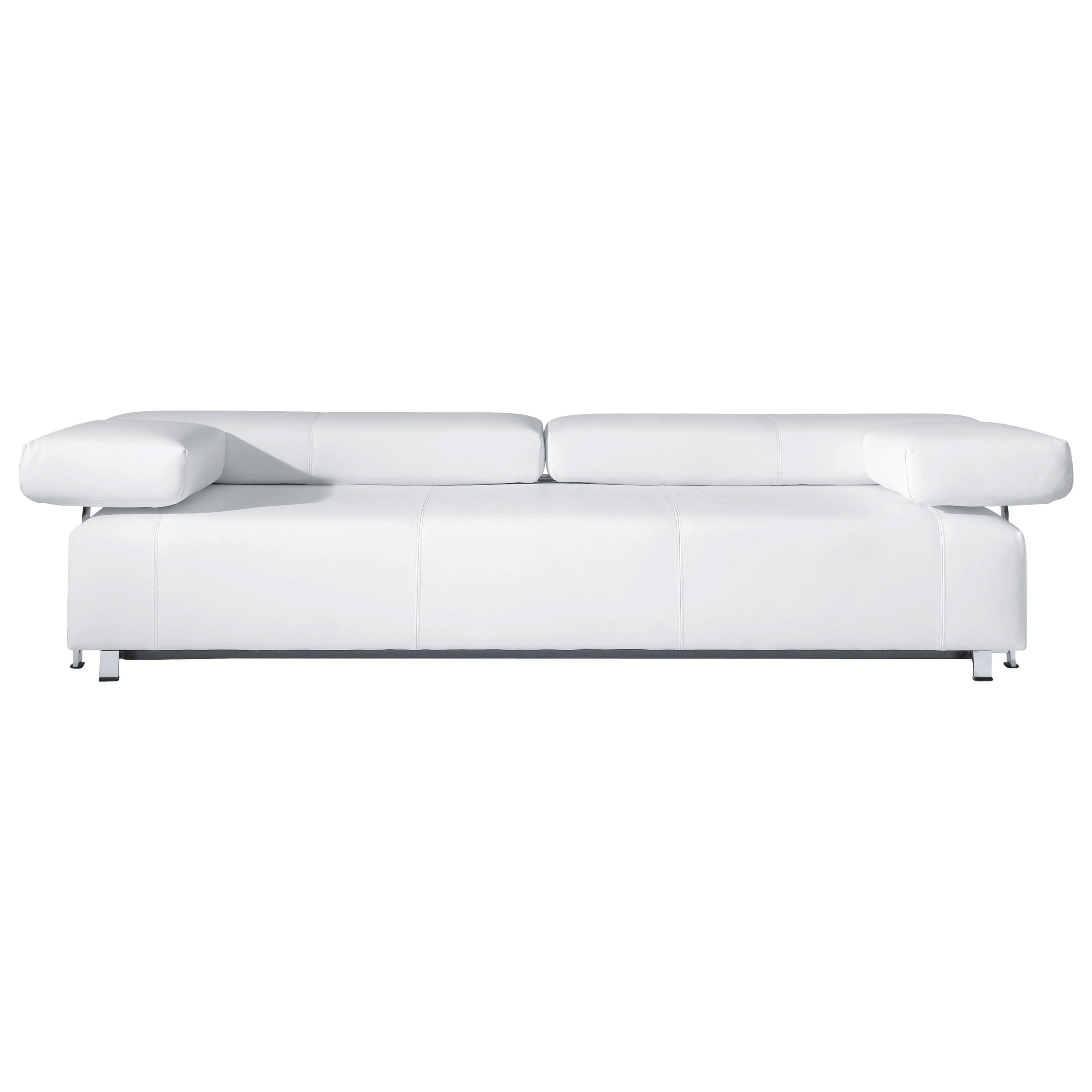 Im Angebot: Verstellbares, flaches, modulares Ledersofa von FSM,  (Weiß)