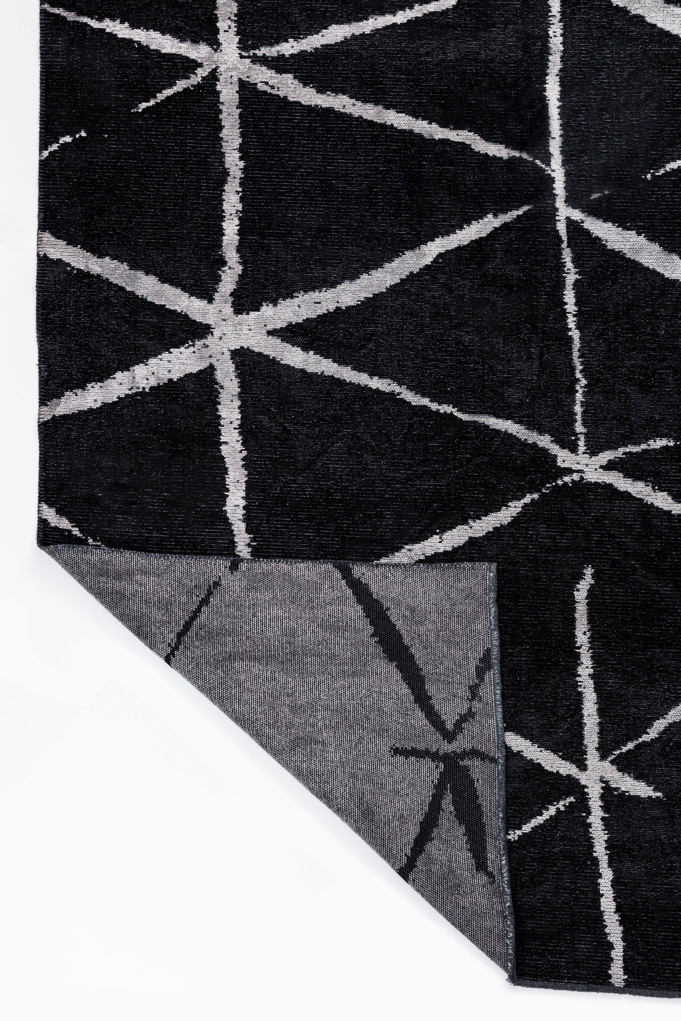 En vente :  (Noir) Tapis de sol Moderns Abstract Luxury, fini à la main 3