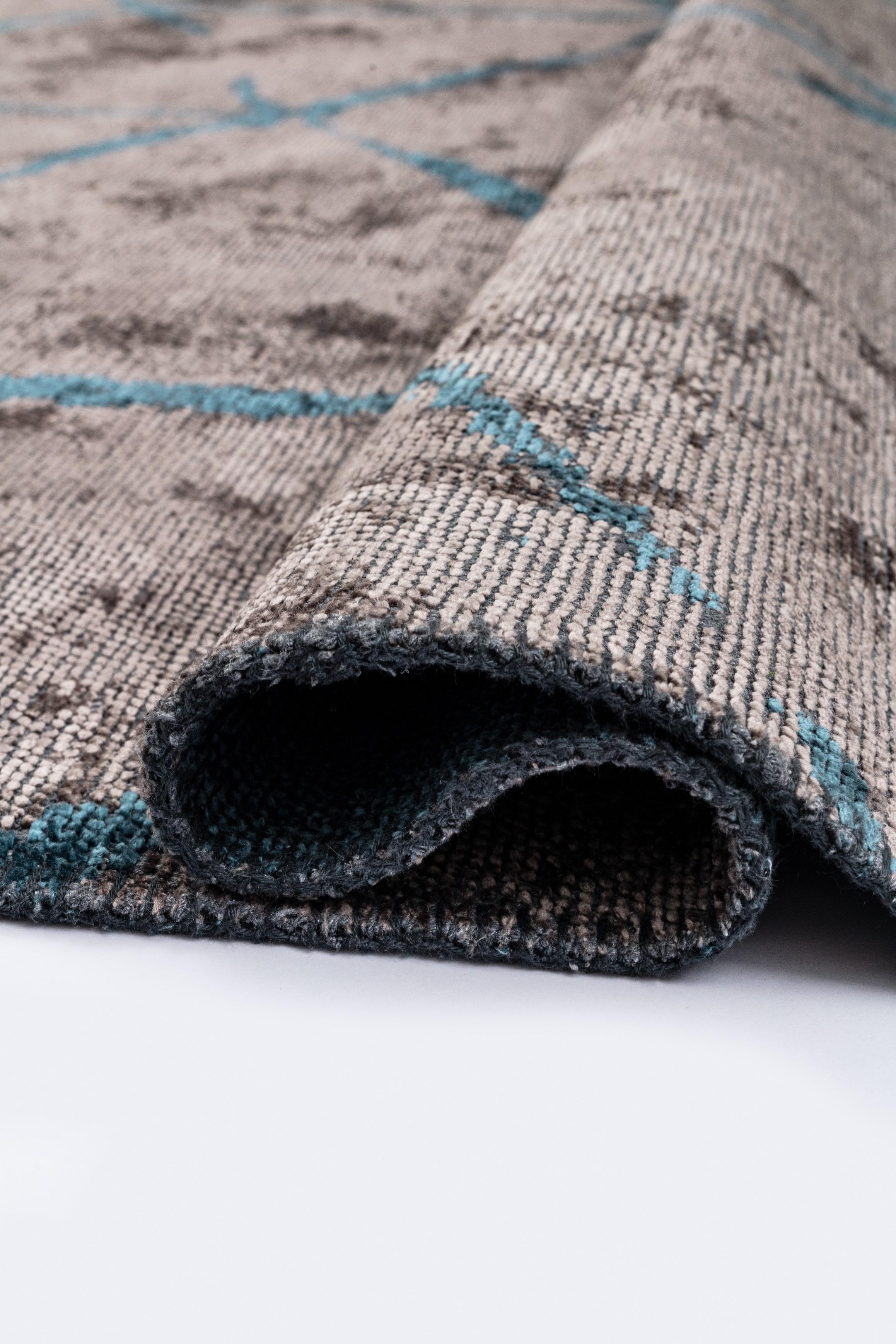 En vente :  (Gris) Tapis de sol Moderns Abstract Luxury, fini à la main 2