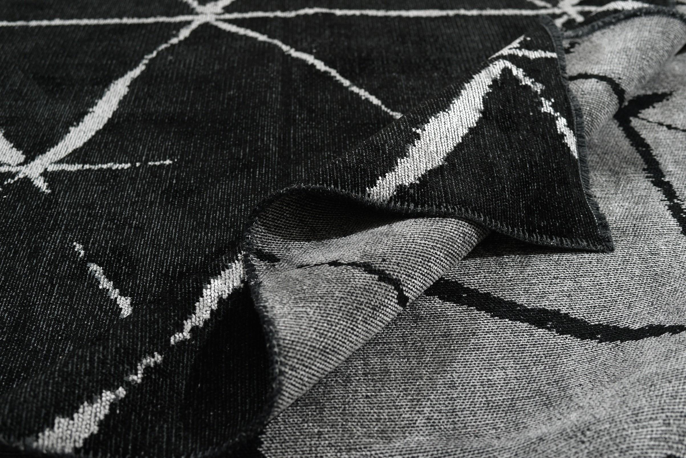 En vente :  (Noir) Tapis de sol Moderns Abstract Luxury, fini à la main 2