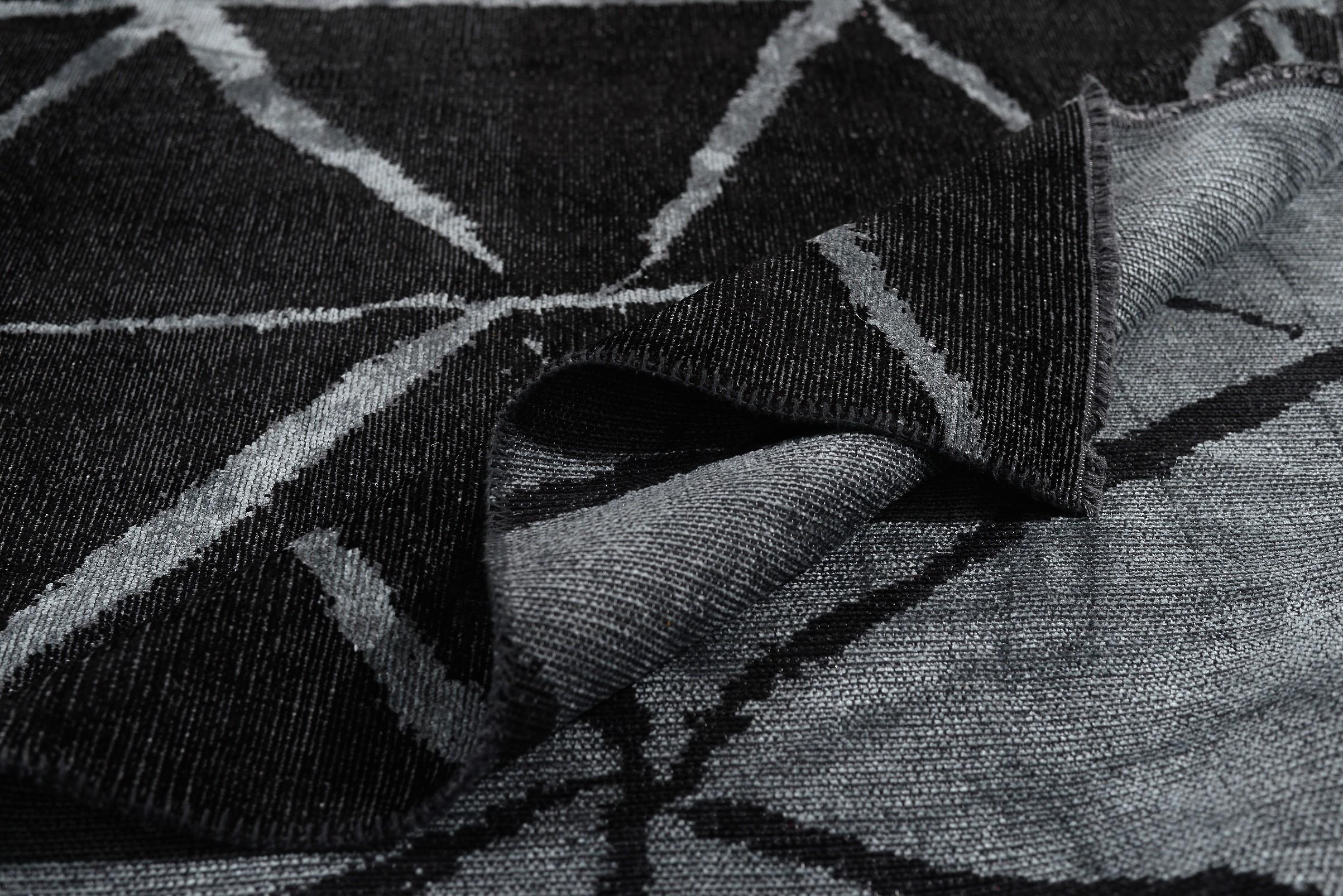 En vente :  (Noir) Tapis de sol Moderns Abstract Luxury, fini à la main 2