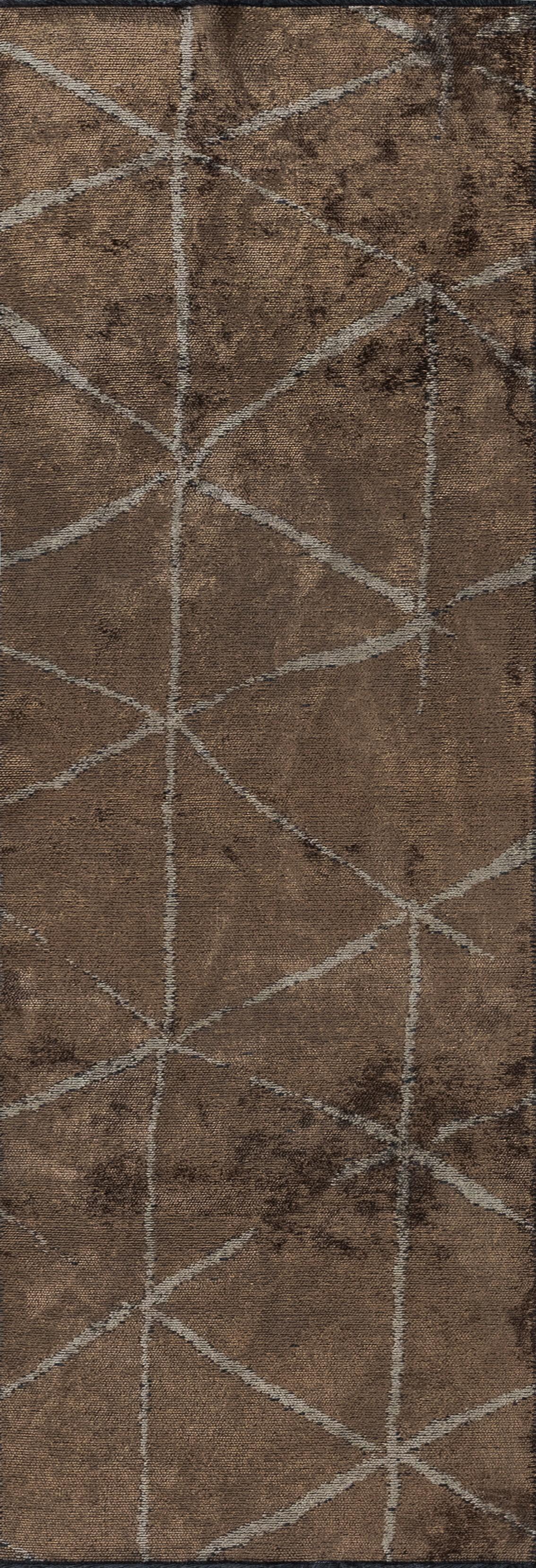 En vente :  (Marron) Tapis de sol Moderns Abstract Luxury, fini à la main