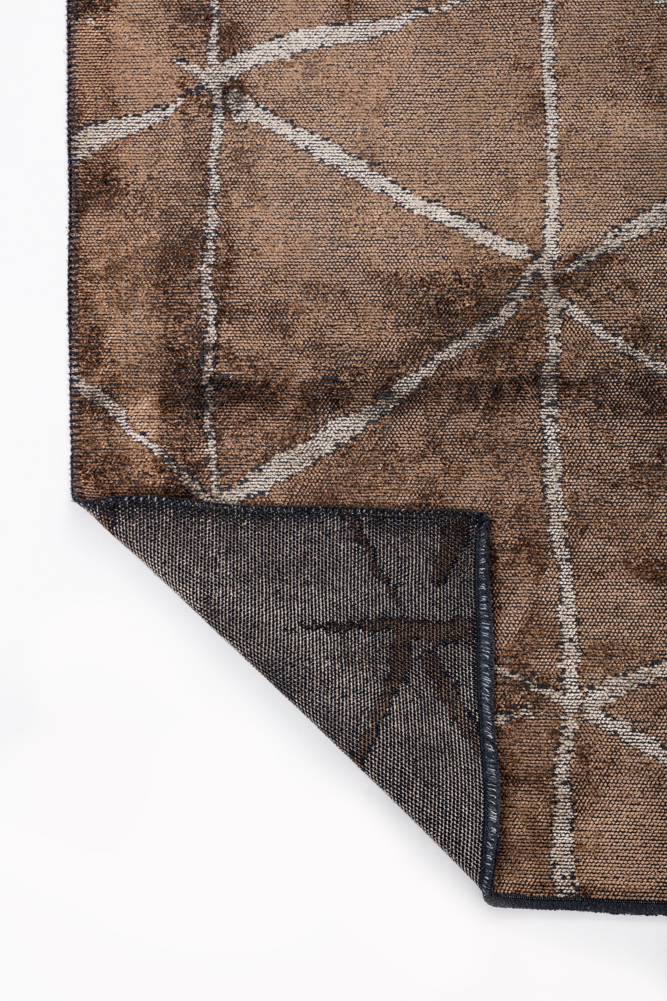 En vente :  (Marron) Tapis de sol Moderns Abstract Luxury, fini à la main 3