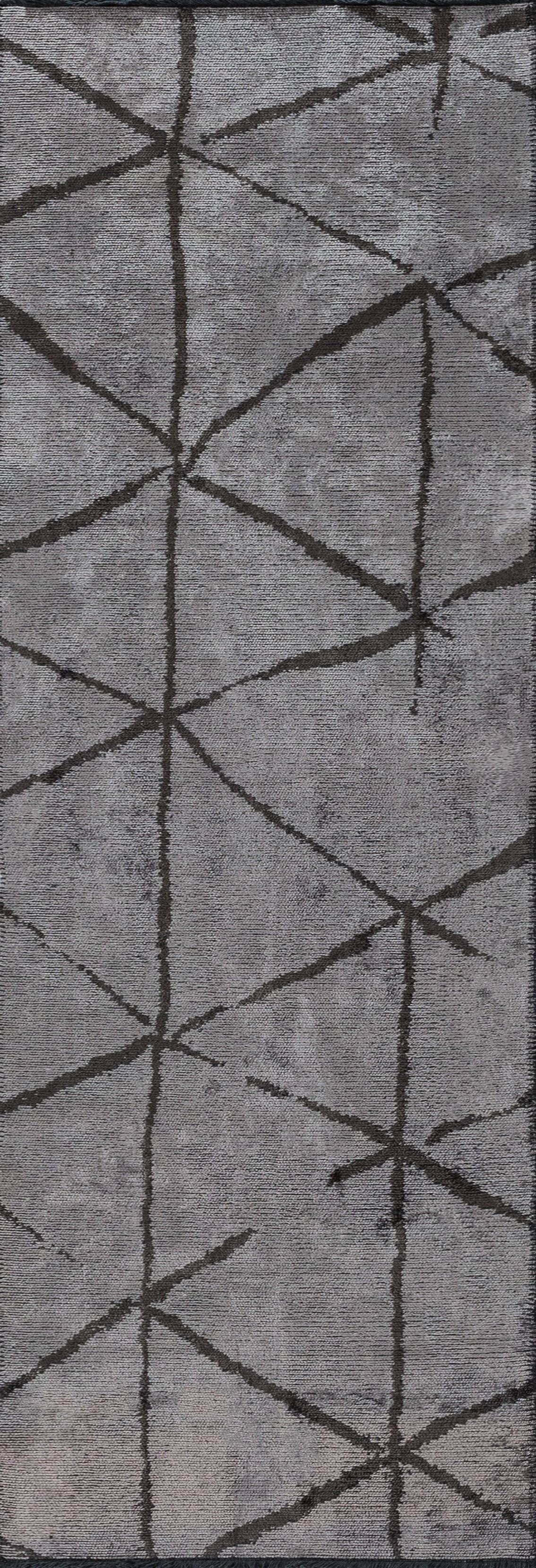 En vente :  (Gris) Tapis de sol Moderns Abstract Luxury, fini à la main