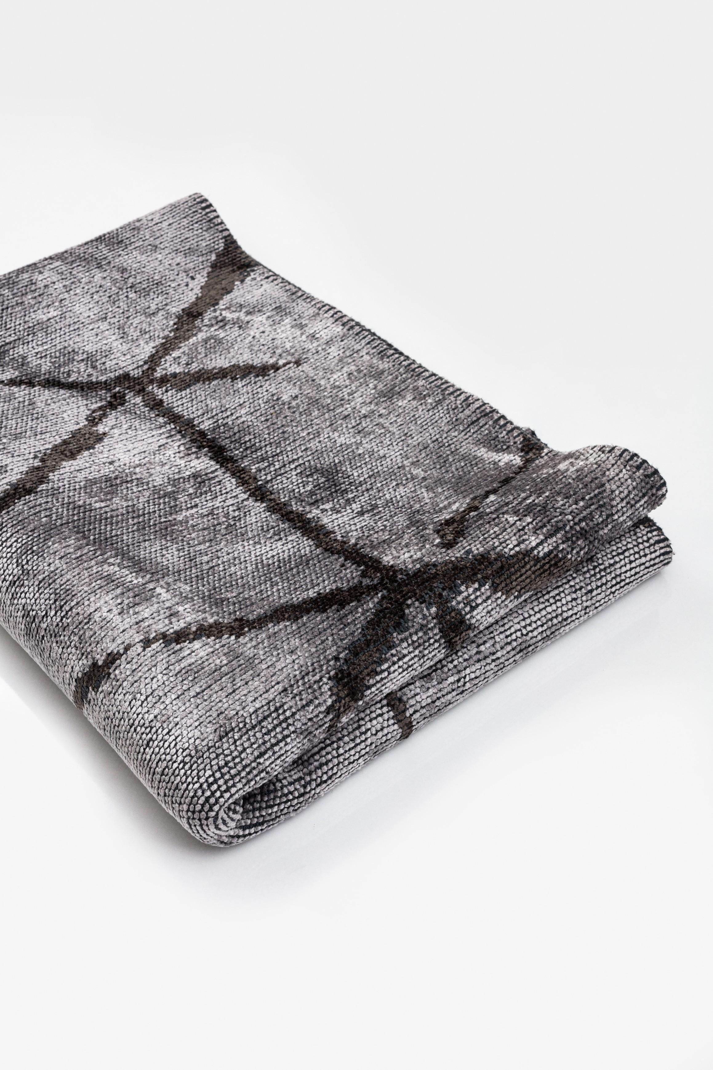 En vente :  (Gris) Tapis de sol Moderns Abstract Luxury, fini à la main 4