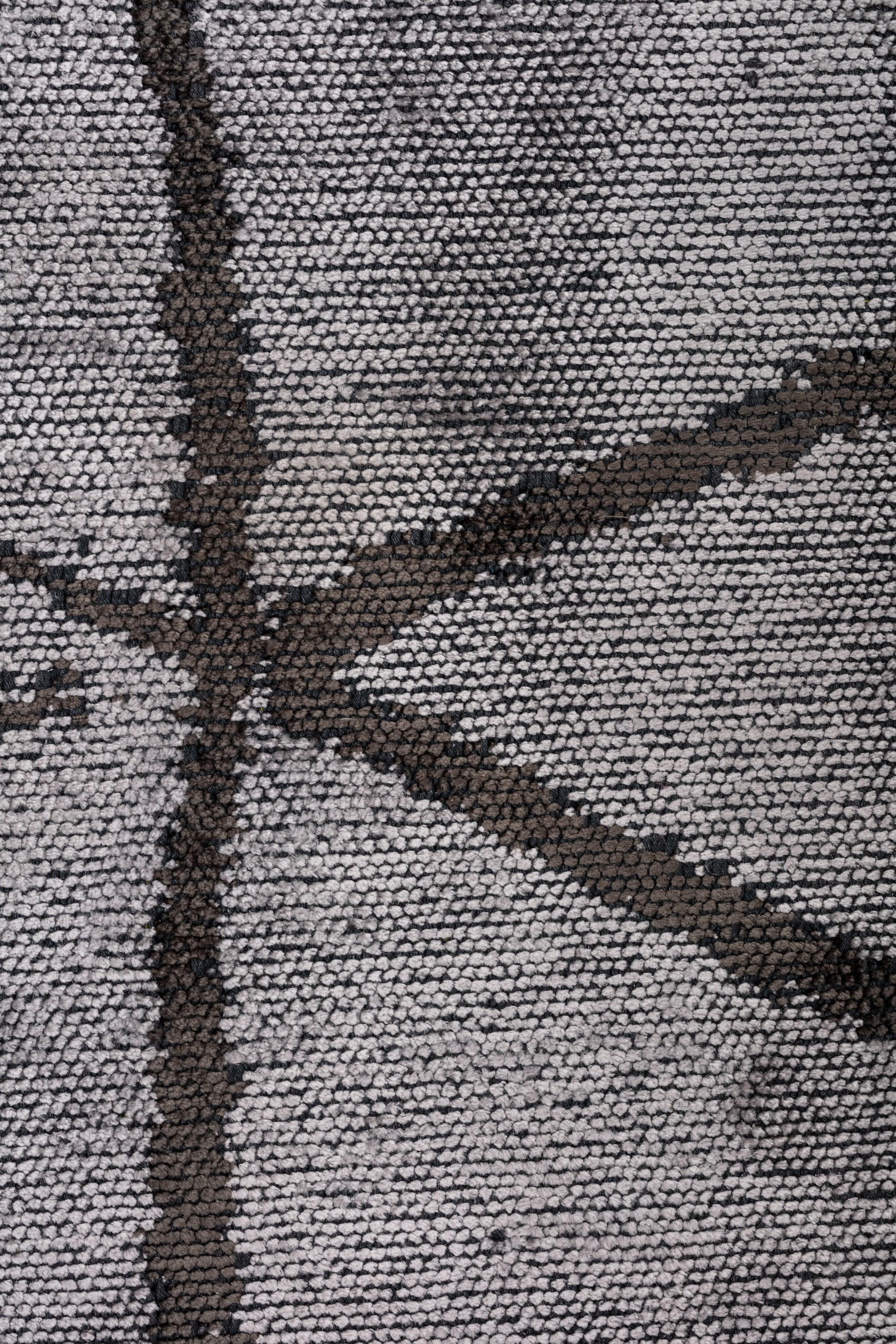 En vente :  (Gris) Tapis de sol Moderns Abstract Luxury, fini à la main 5