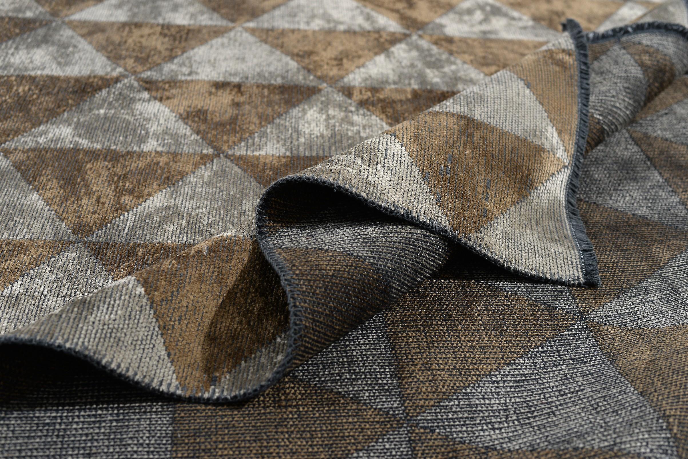 En vente :  (Marron) Tapis de sol contemporain géométrique de luxe 2