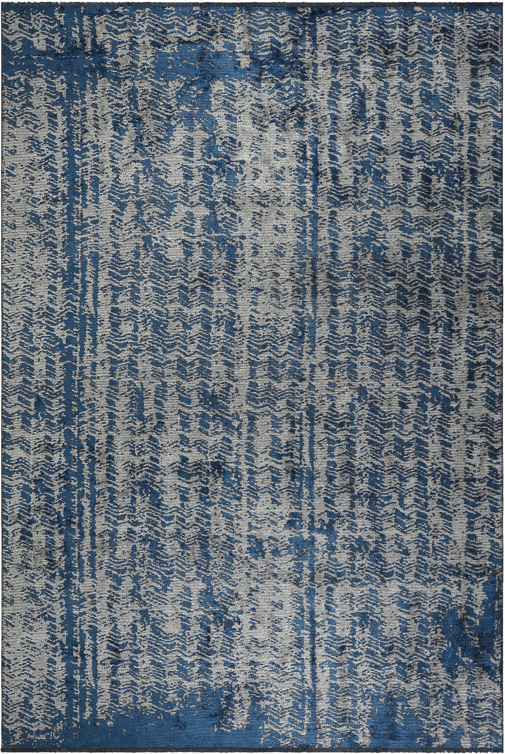 Im Angebot: Modern  Abstrakter luxuriöser Vorleger,  (Blau)
