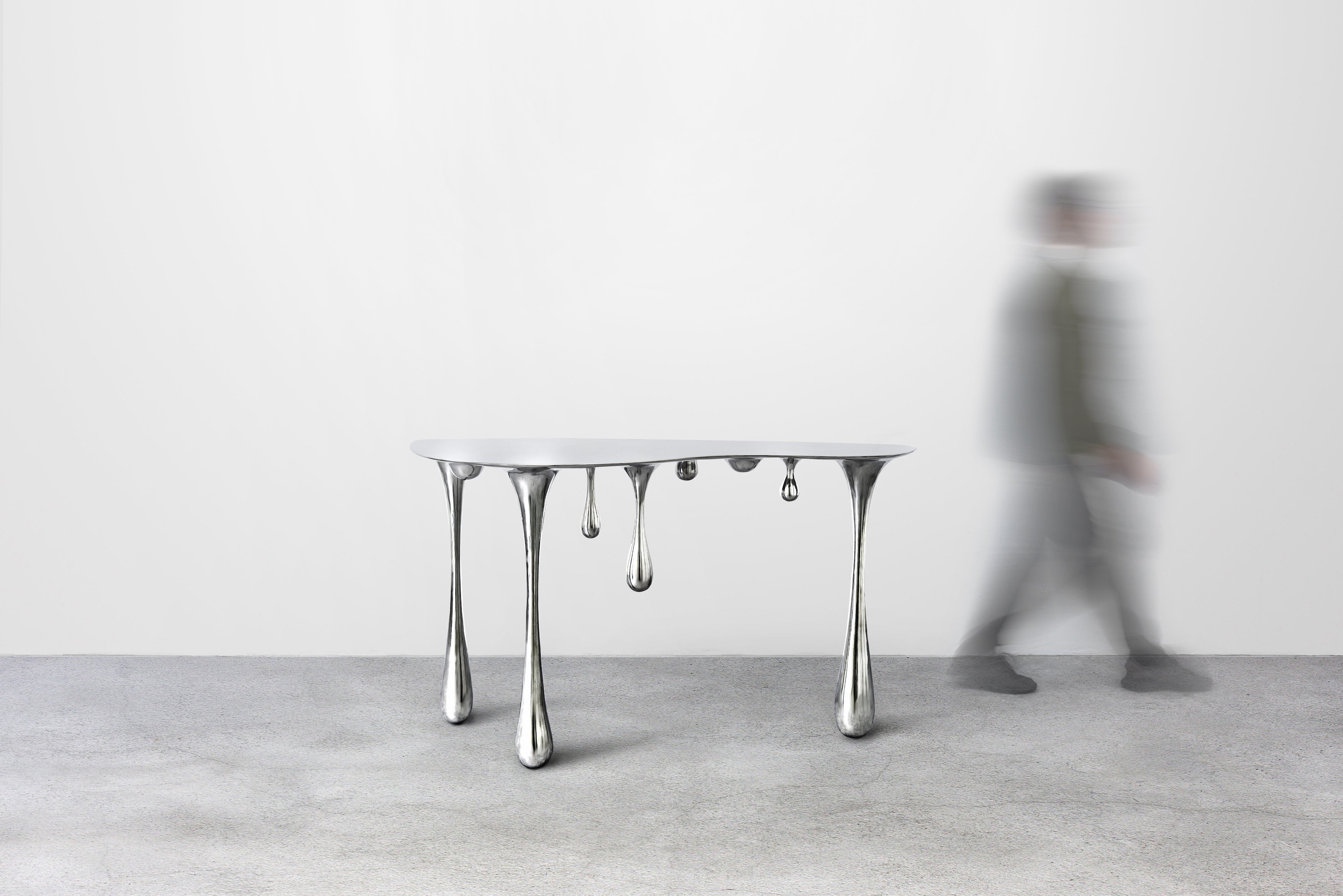 Table console coulissante n°2 Table d'entrée personnalisable en acier inoxydable en vente