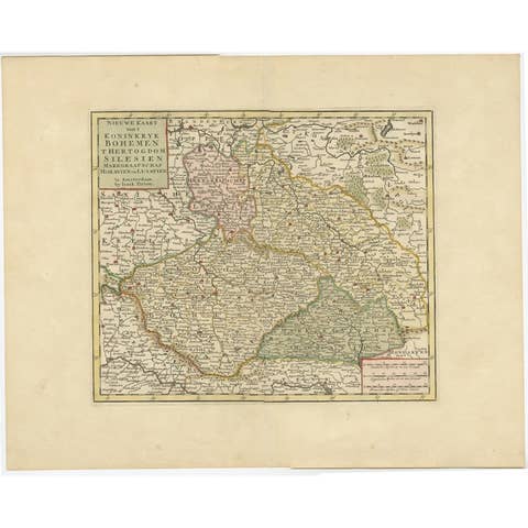 Antique Map of Bohemia in the Present-Day Chech Repubic, 1730