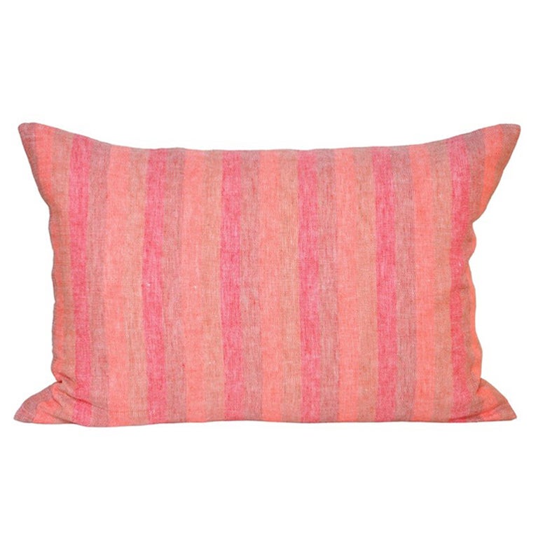 Luxury Irish Linen Pillow by Katie Larmour Couture Cushions Red Orange Pink For Sale