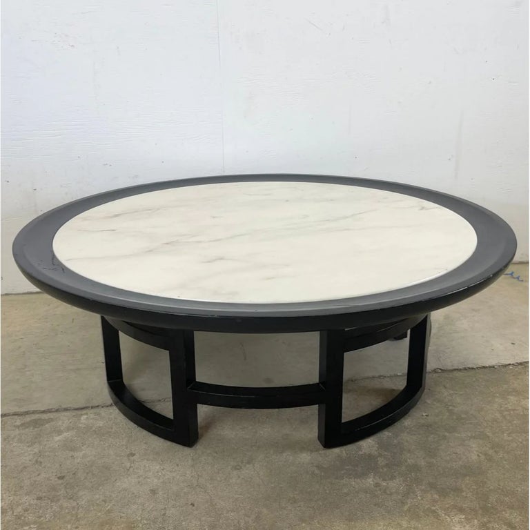 MidCentury Coffee Circular Stone Top Coffee Table at 1stDibs
