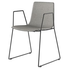 Alias 89B Slim Chair Sledge Arm with Medium Pad in Grey & Lacquered Steel Frame