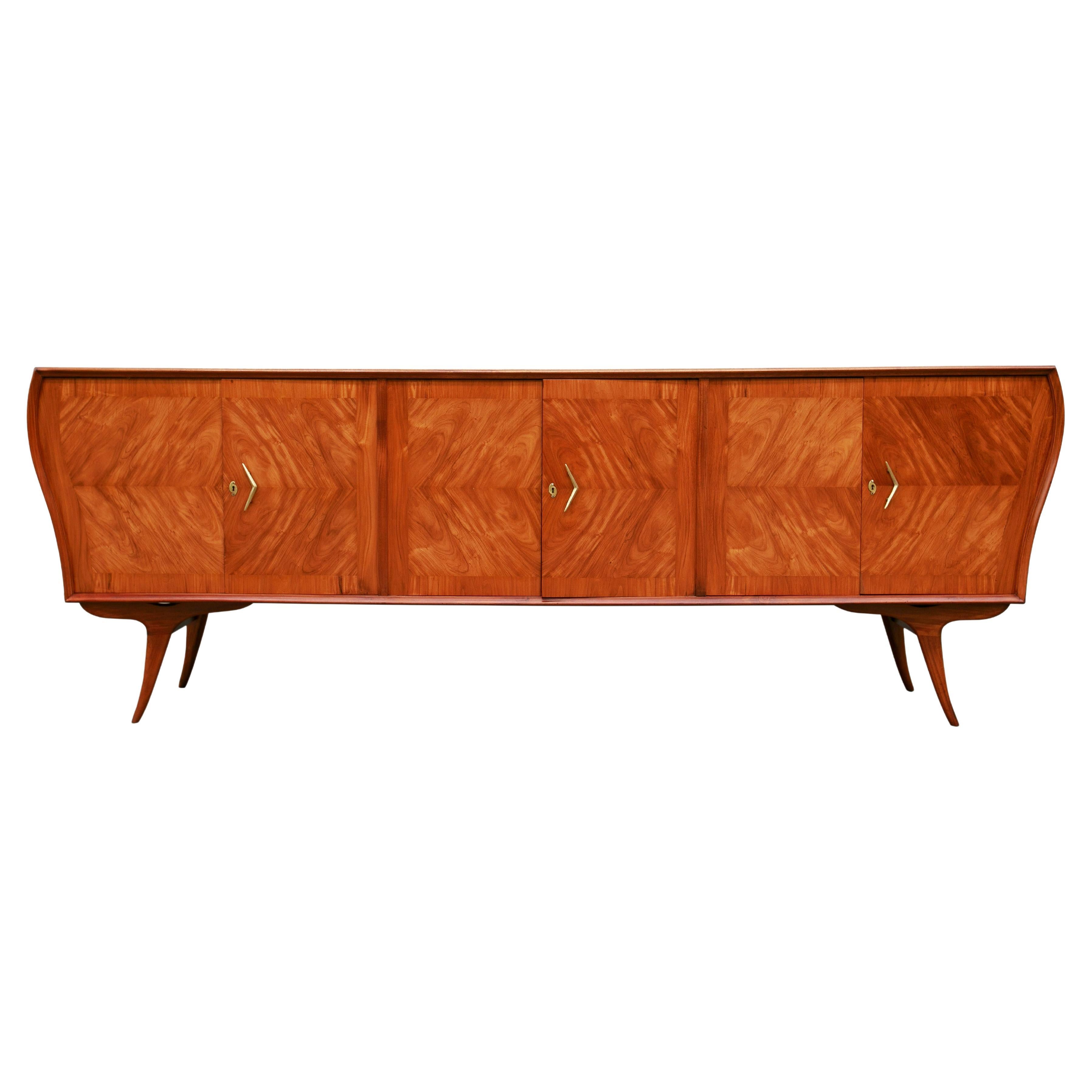 Brazilian Modern Credenza in Caviuna Wood & Brass by Zilberberg, Brazil, 1950s For Sale