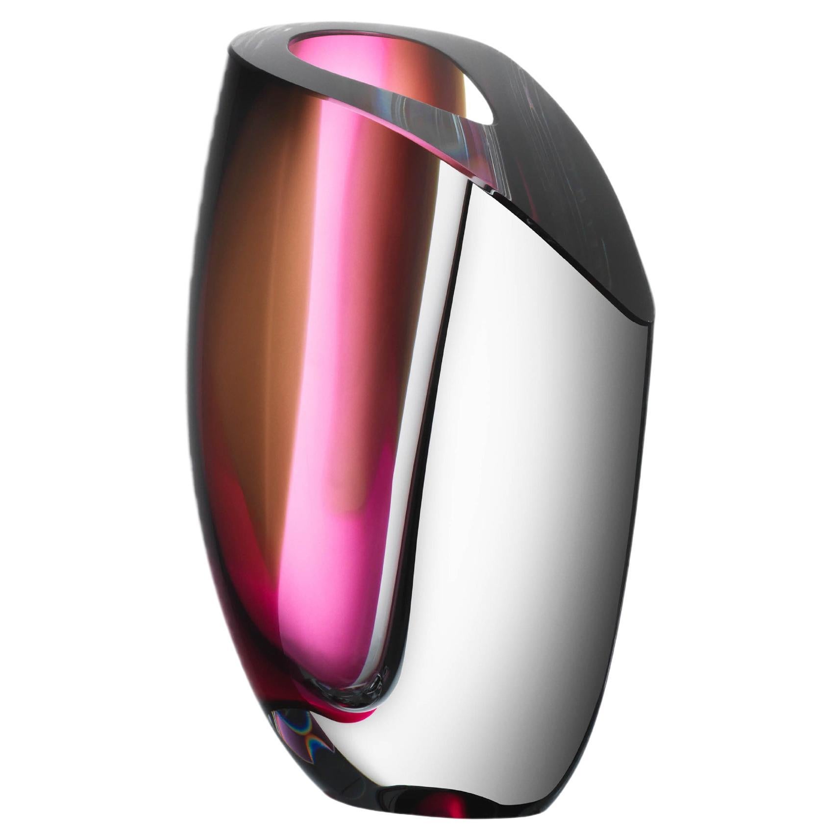 Kosta Boda - Vase Mirage gris/rouge - Large en vente
