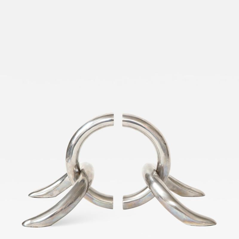 Pair of Vintage Chrome Bookends, 20th. Century