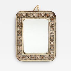 Glazed Ceramic Wall Mirror by Jean-Claude Malarmey, c. 1960