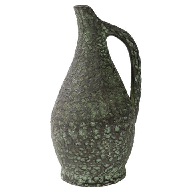 Textured Green Glazed Terracotta Vase/Pitcher, 20th Century