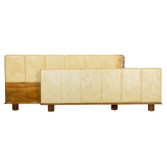 Osvaldo Borsani Mid-Century Italian Modern Parchment & Pearwood Queen Bed