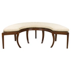 English Regency Mahogany and Brown Leather Semi-Circular Bench