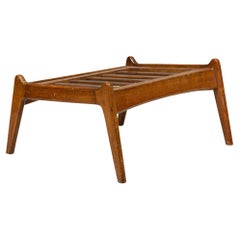 Pair of Paolo Buffa Italian Mid-Century Walnut Slat Top Ottomans