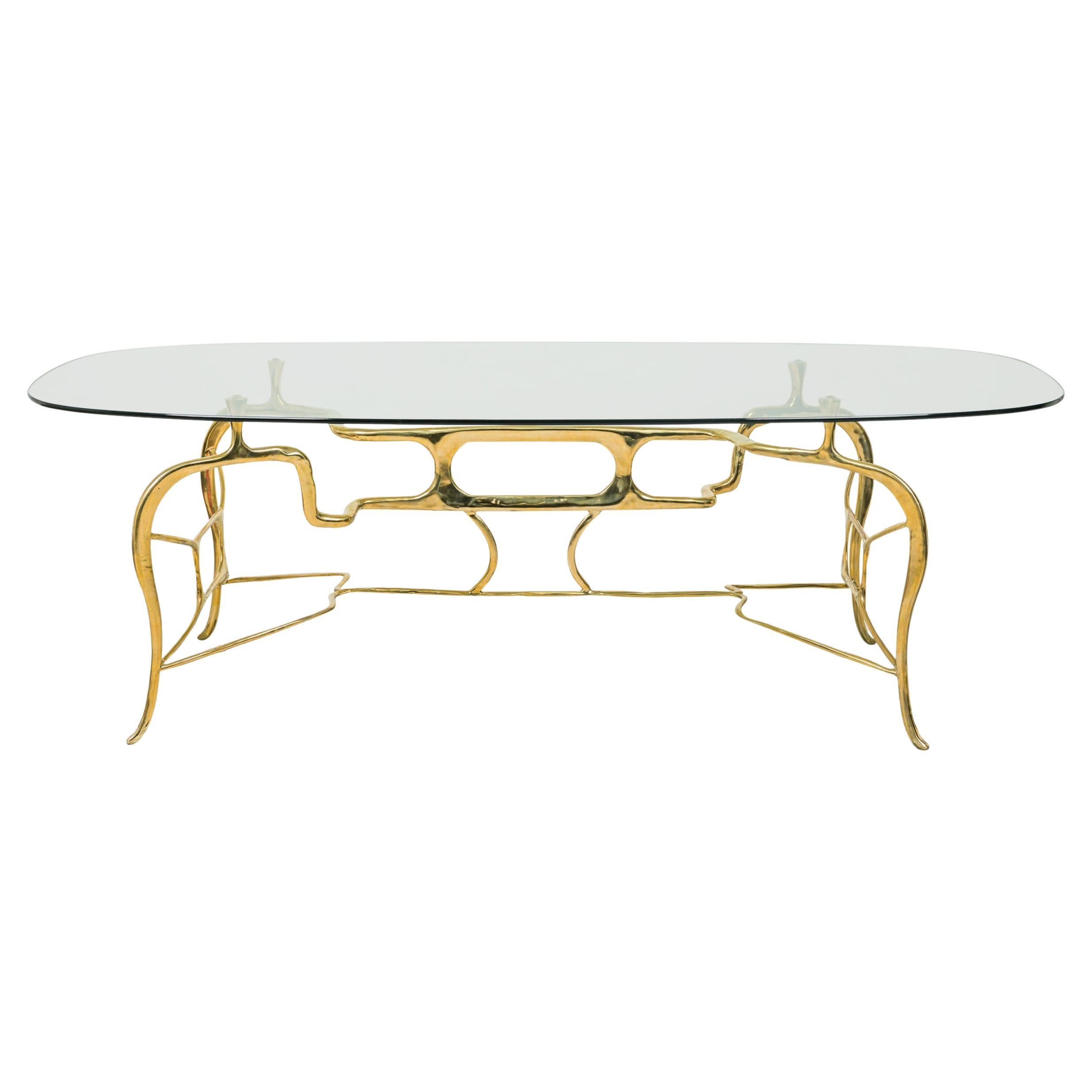 Table de salle à manger moderne Isabella en bronze biomorphique en vente