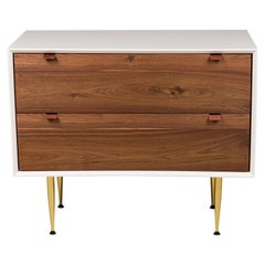 Contemporary / Modern White "Lustrosa" Cabinet and Natural Wood 2-Drawer Dresser