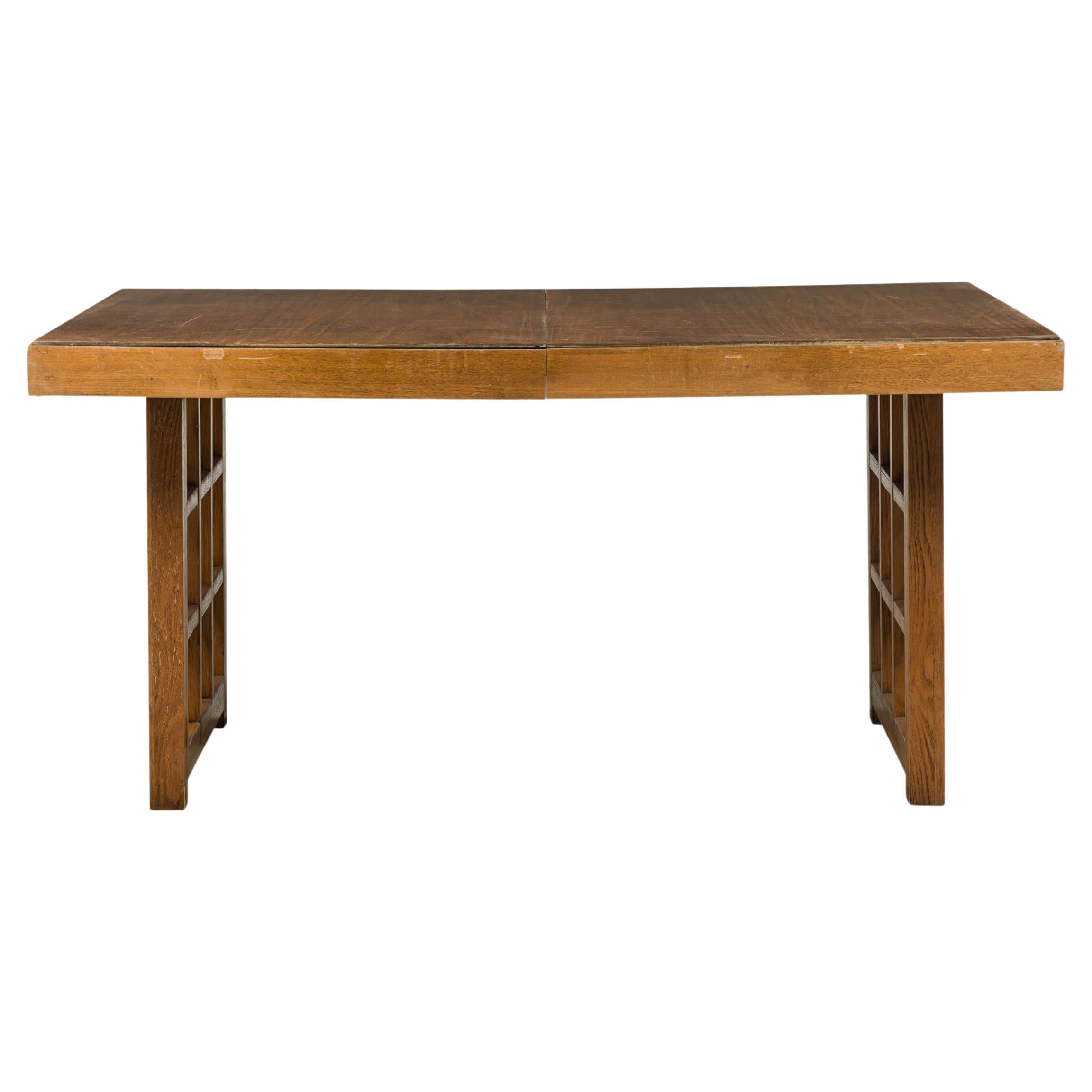 T.H. Robsjohn-Gibbings English Rectangular Lattice Leg Extension Dining Table For Sale