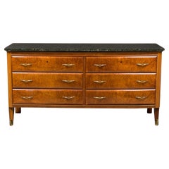 Commode à 6 tiroirs / buffet italien de Paolo Buffa en acajou et marbre du milieu du siècle dernier