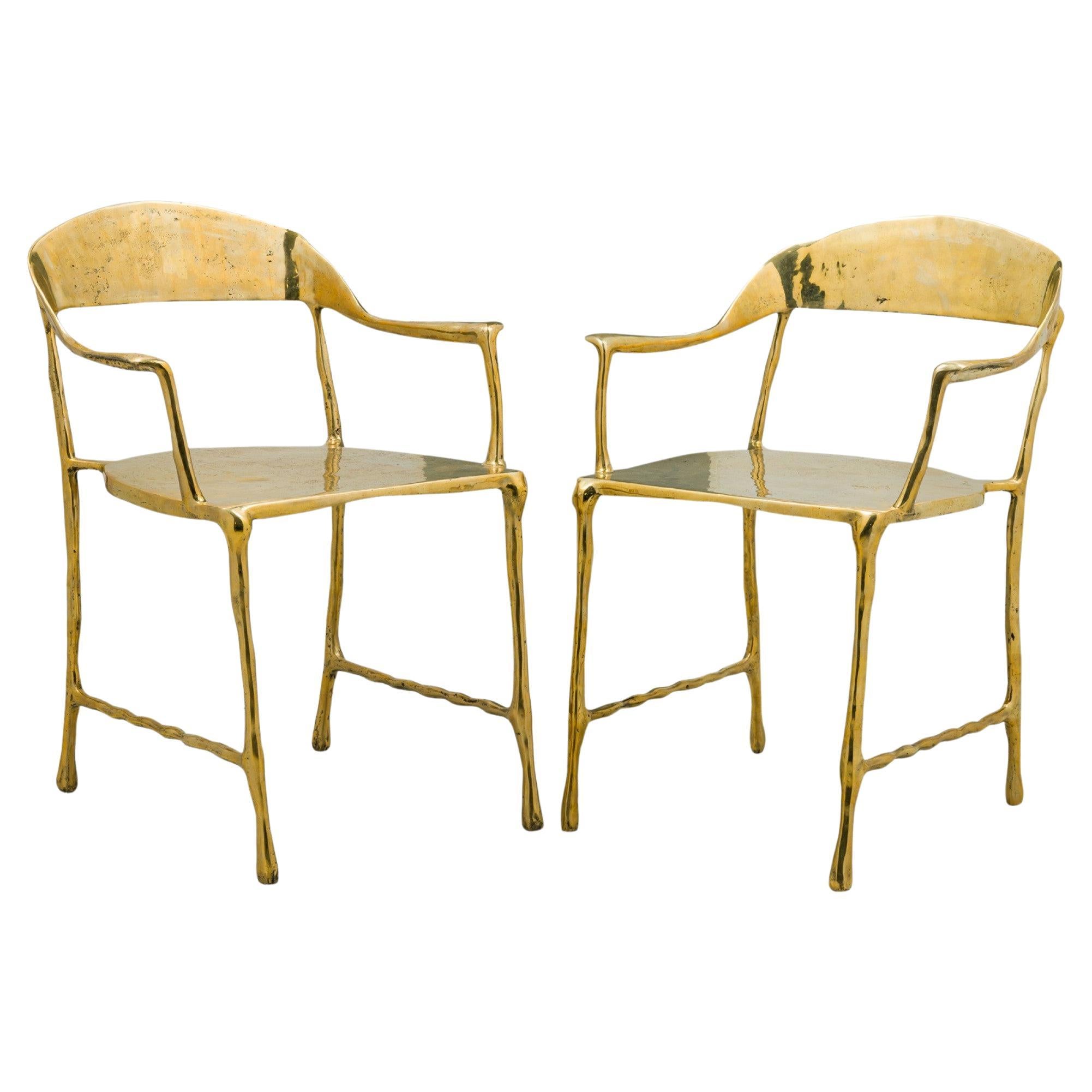Poltrone da pranzo "Almeida" contemporanee in bronzo lucido in vendita
