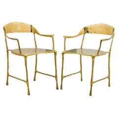 Contemporary Polished Bronze "Almeida" Dining Armchairs