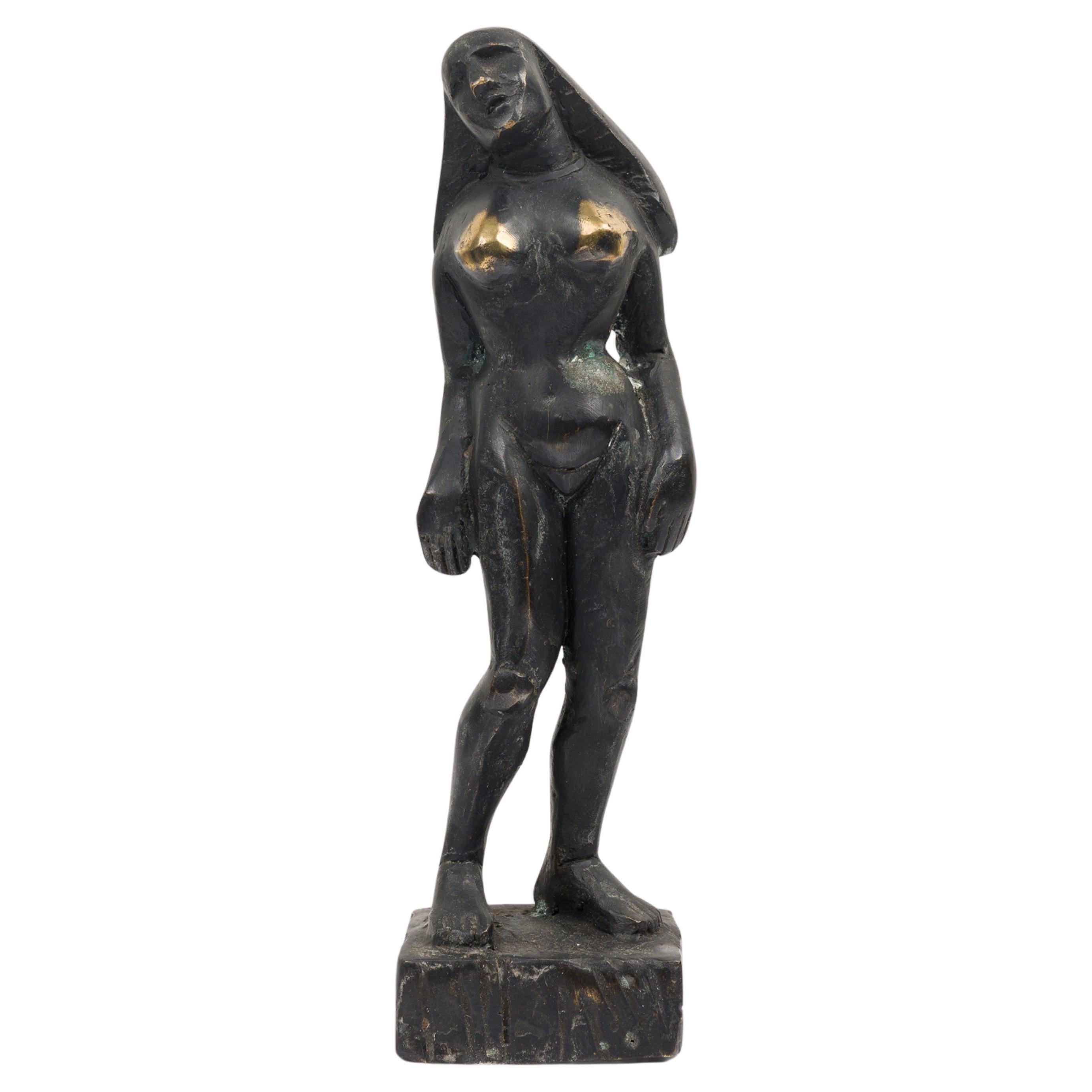 "The Wait" Limited Edition Bronze Brutalist Figural Sculpture
