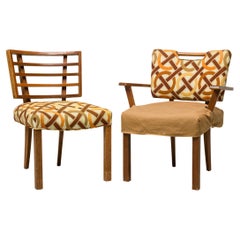 Set of 6 Paul Laszlo Mid-Century American Geometric Upholstered Dining Chairs