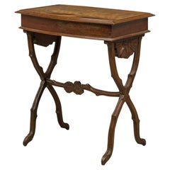 Table Art nouveau français à plateau relevable en marqueterie florale et bois incrusté d'Emile Galle