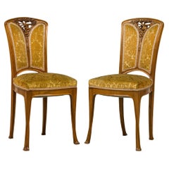 Set of 6 Camille Gauthier French Art Nouveau Ombelle Foliate Carved Side Chairs