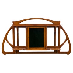 Leon Benouville Openwork Wood and Textured Glass Hanging Bar Cabinet