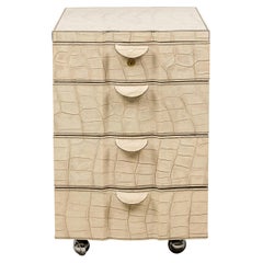 Mid-Century American Embossed Faux Reptile Leather Chest / Set of Desk Drawers