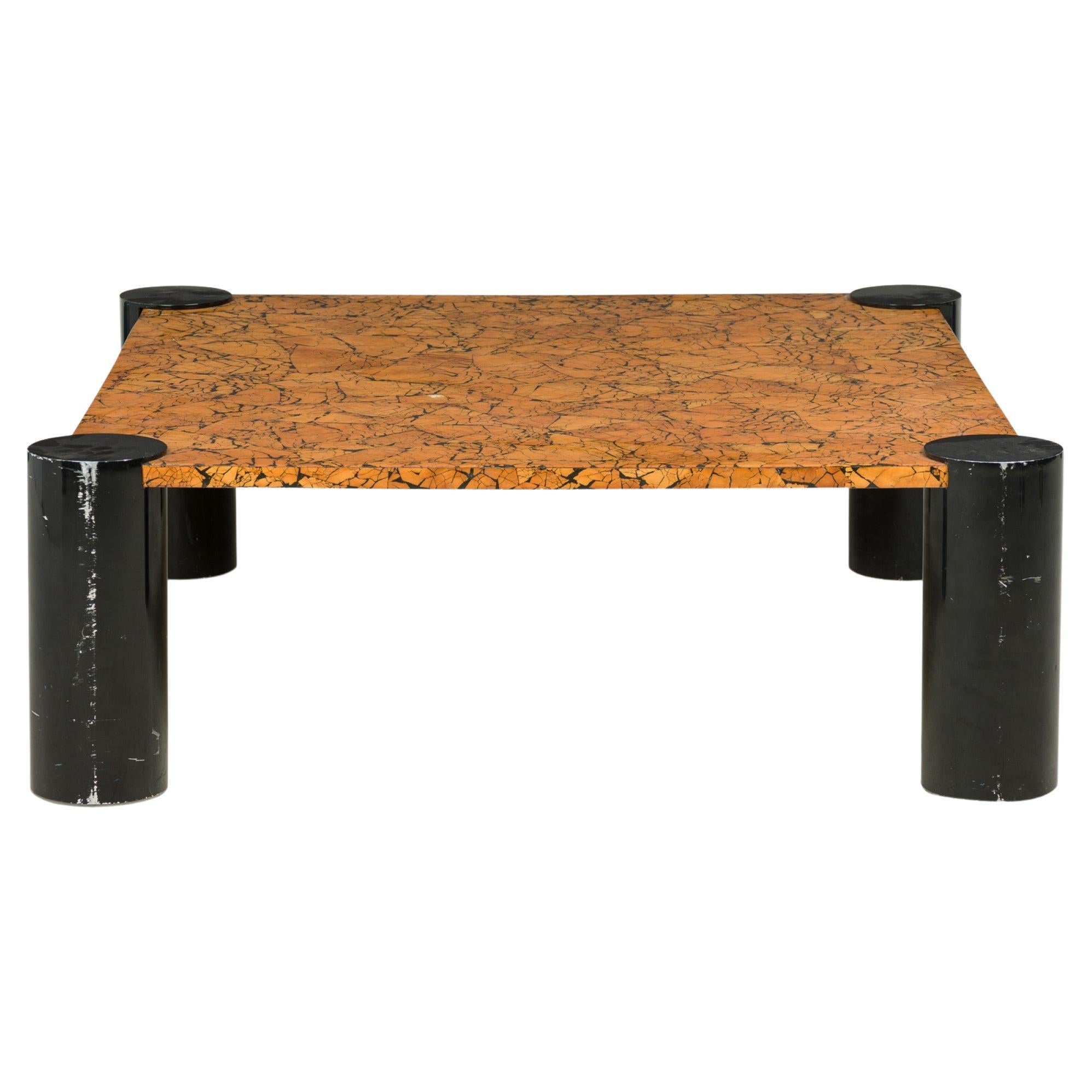 Amerikanischer Mid-Century emaillierter schwarzer und brauner niedriger Tisch / Couchtisch