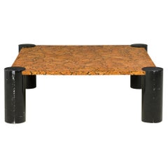 Amerikanischer Mid-Century emaillierter schwarzer und brauner niedriger Tisch / Couchtisch