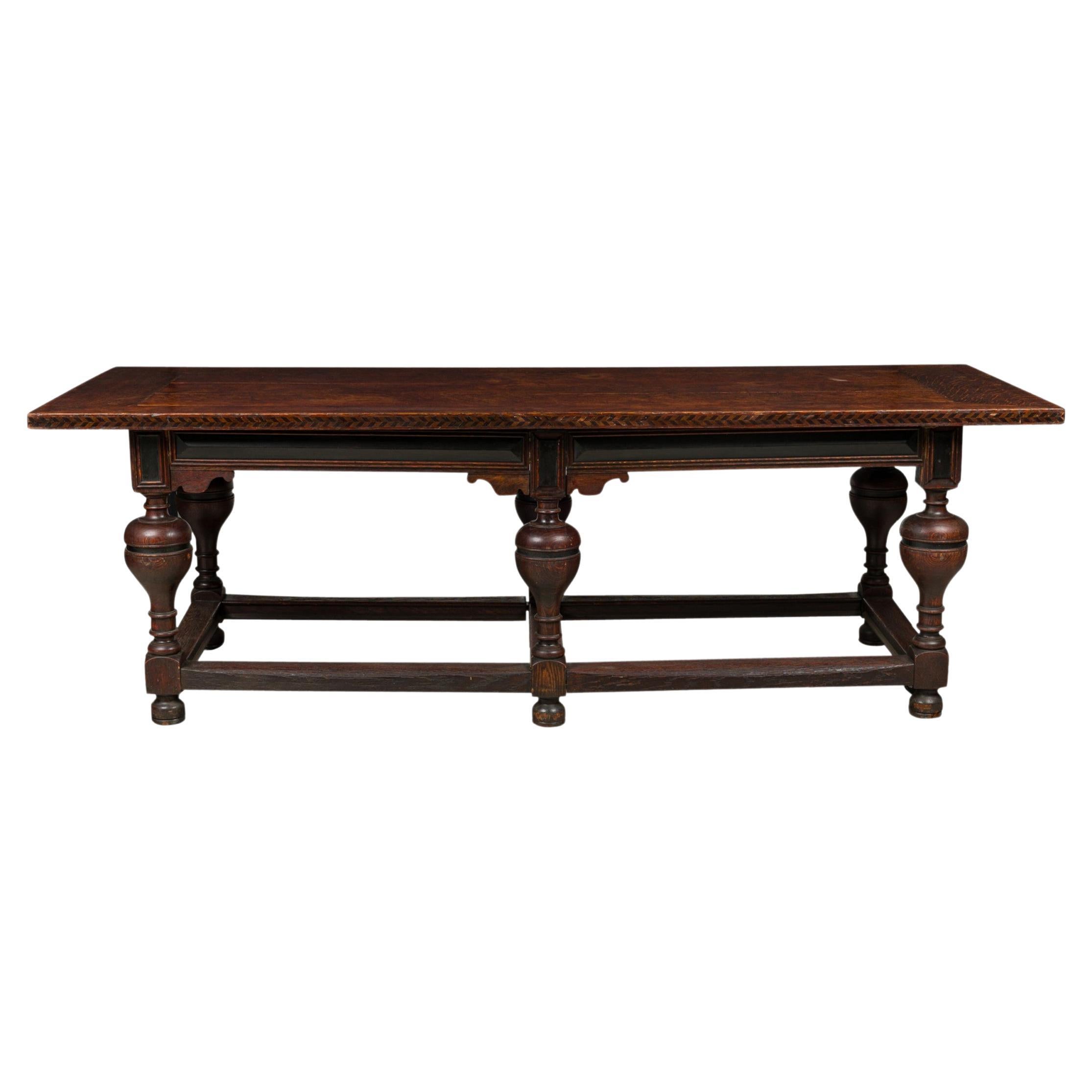 English Renaissance Style Wood Dining / Conference Table
