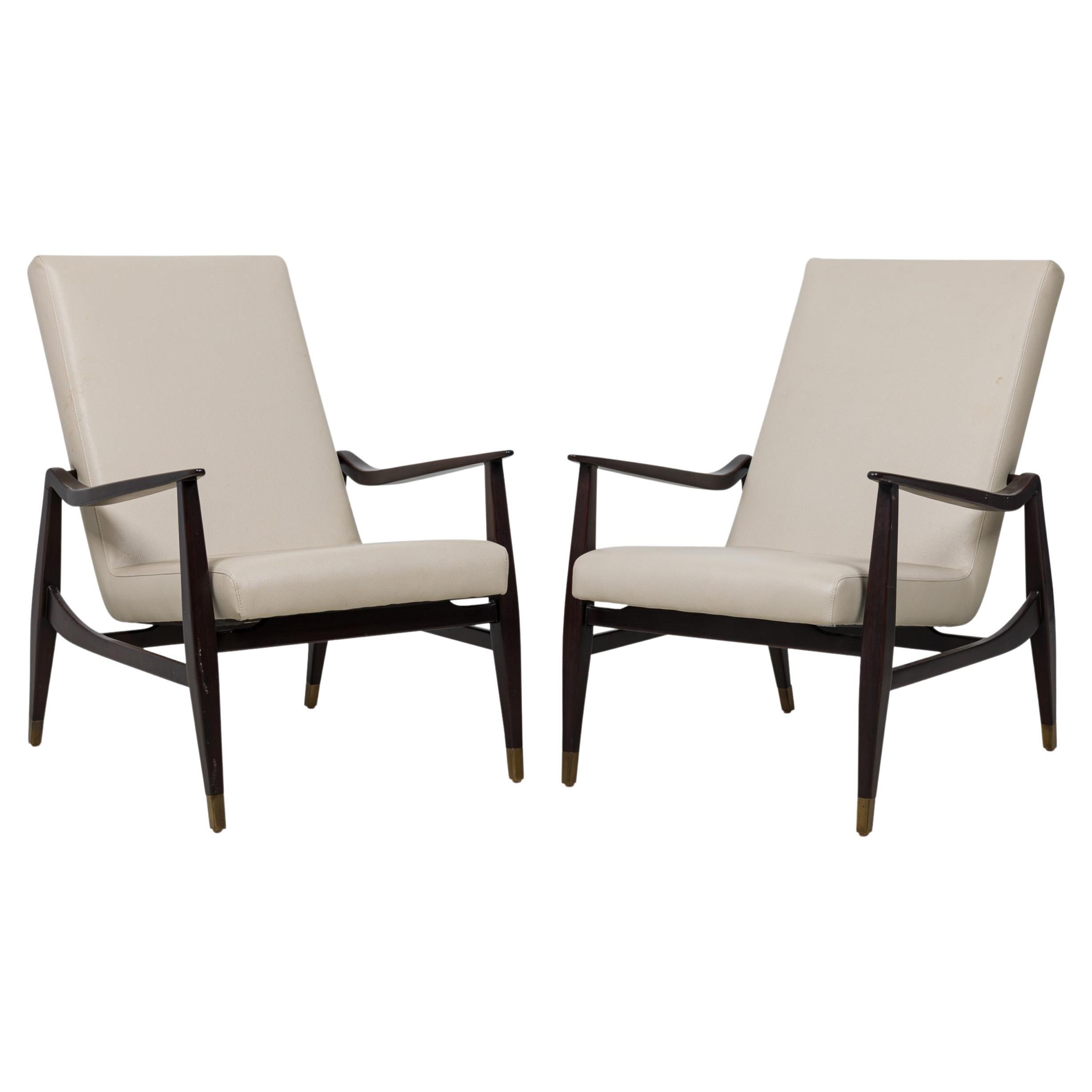 Lot de 4 fauteuils contemporains en cuir marbré American Leather