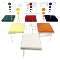 Set di 6 sedie da pranzo in lucite multicolore Charles Hollis Jones American