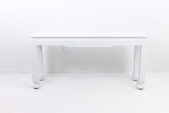 White Painted Grass Cloth Console Table