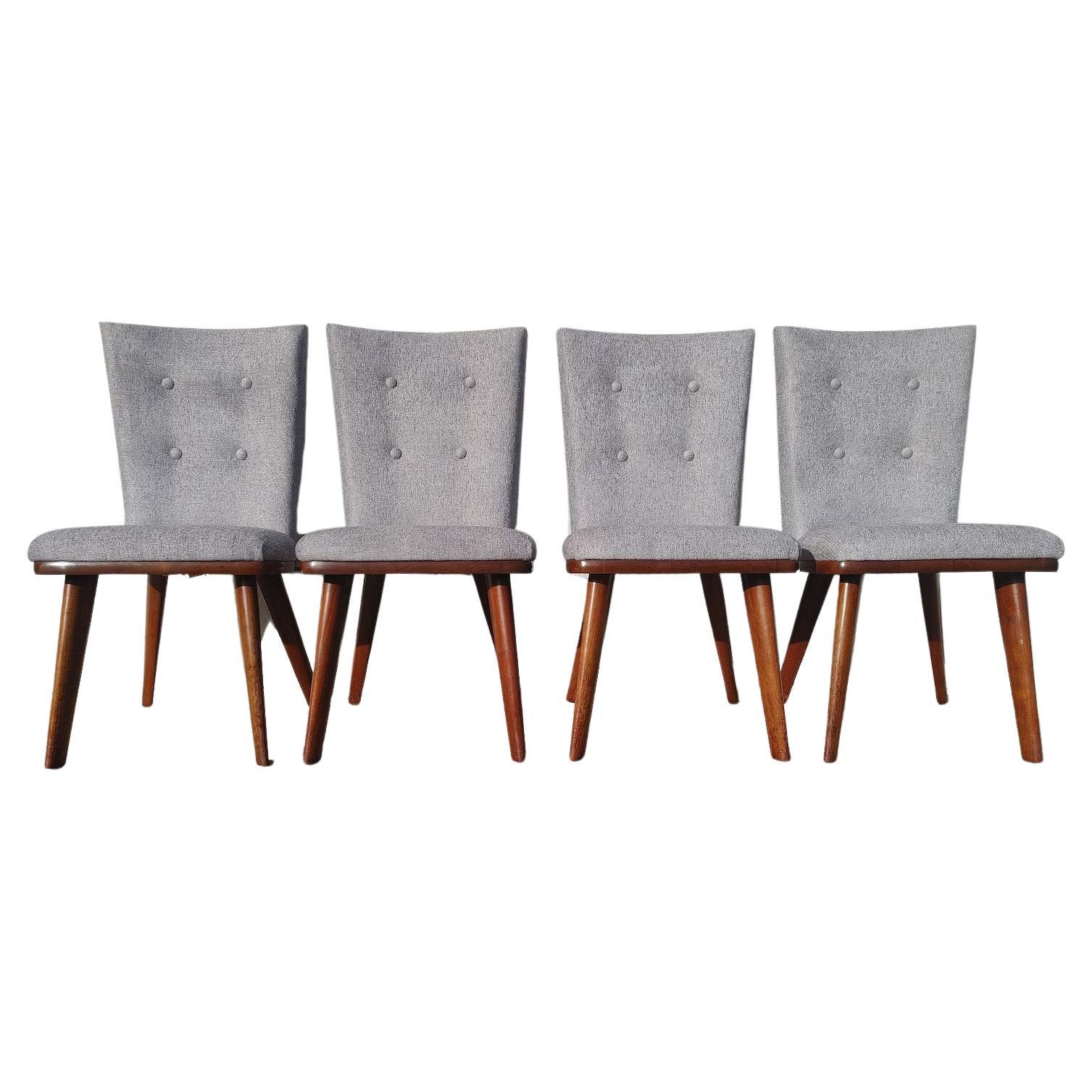 Set of 4 Mid Century Modern Solid Walnut Chairs by Bissman For Sale