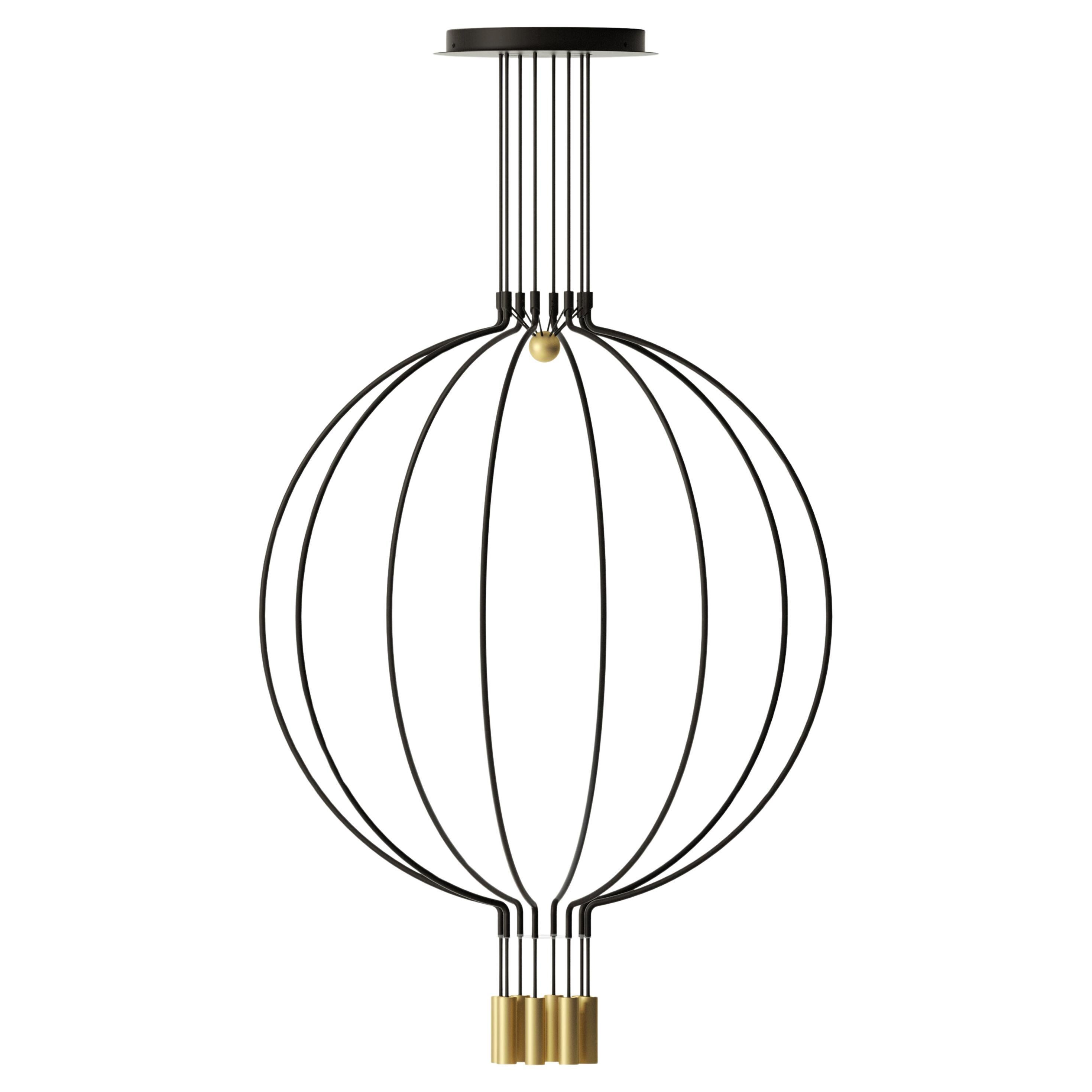 Axolight Liaison Model G8 Pendant Lamp in Black/Gold by Sara Moroni