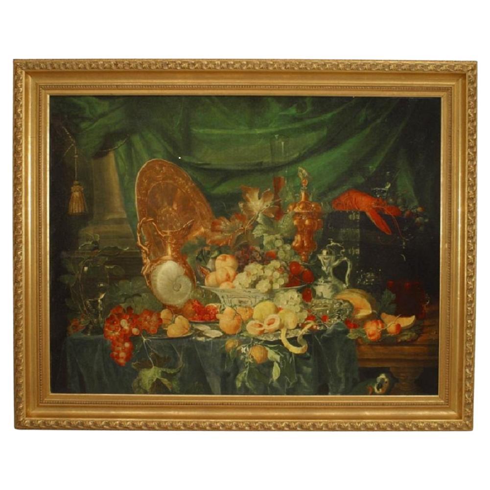 Italian Renaissance Still Life: Fruit with Gold Accents, 43 x 54 in For Sale