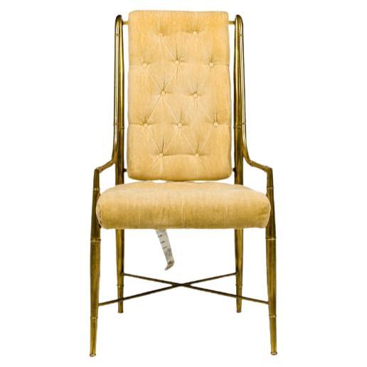 Weiman/Warren Lloyd for Mastercraft Imperial Brass & Beige Chenille Armchairs