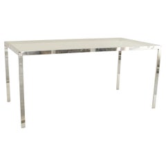 American Post-War Chrome Dining Table with Glass Top, Modern Style