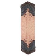 American Victorian Gold Damask and Green Velvet Table Runner